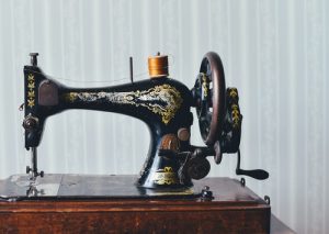 Classic sewing machine on display at upholsterers Edinburgh